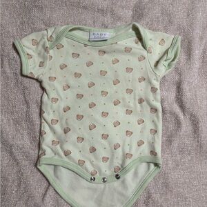 Baby Brand by Bon Bebe Vintage Light Green Bear Print One-Piece Bodysuit